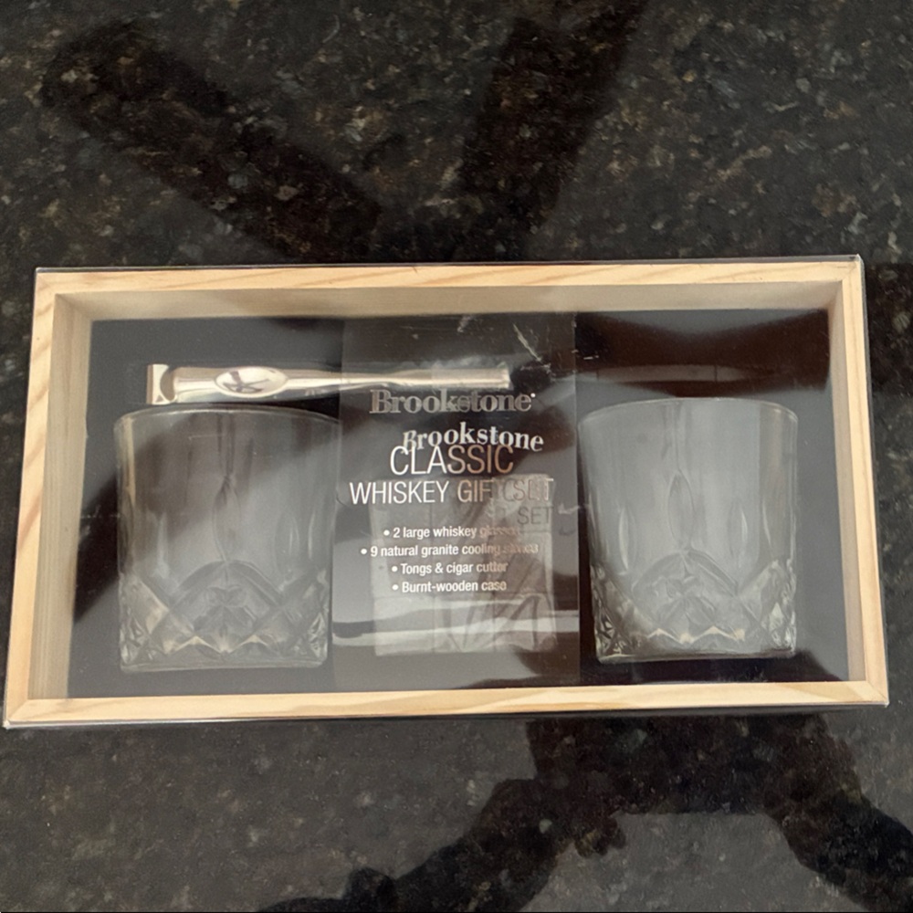 Brookstone Whiskey Glass Set with Chilling Stones